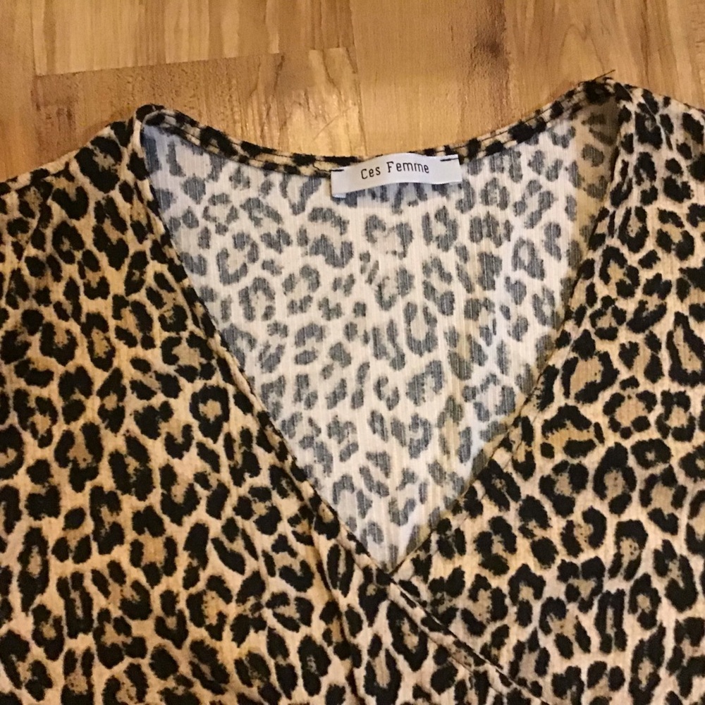 V-Neck Leopard Print Dress with Sash - Picture 7 of 8